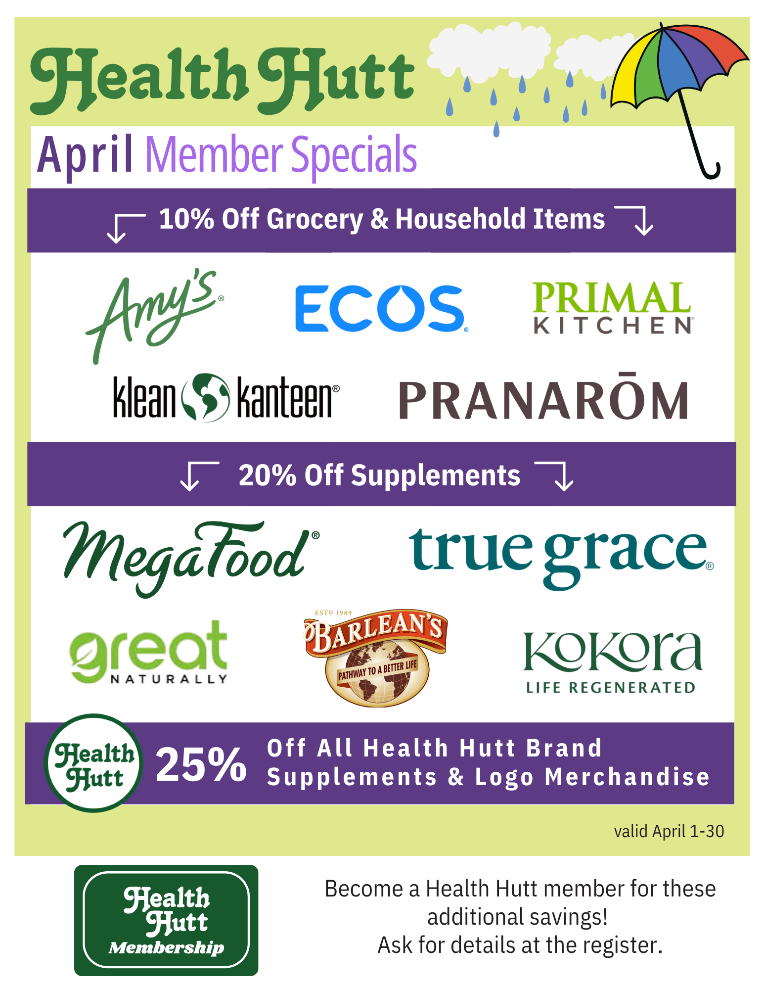 Health Hutt Specials Flyer - April 26